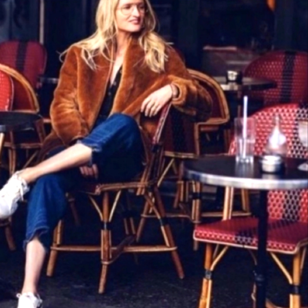 JCrew zip up plush fleece teddy coat brandy